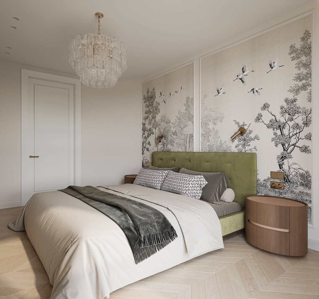 Bright, elegant, and thoughtfully designed bedroom in Vilnius.
Natural tones, delicate wall art, and layered textures create a calm and cozy atmospher