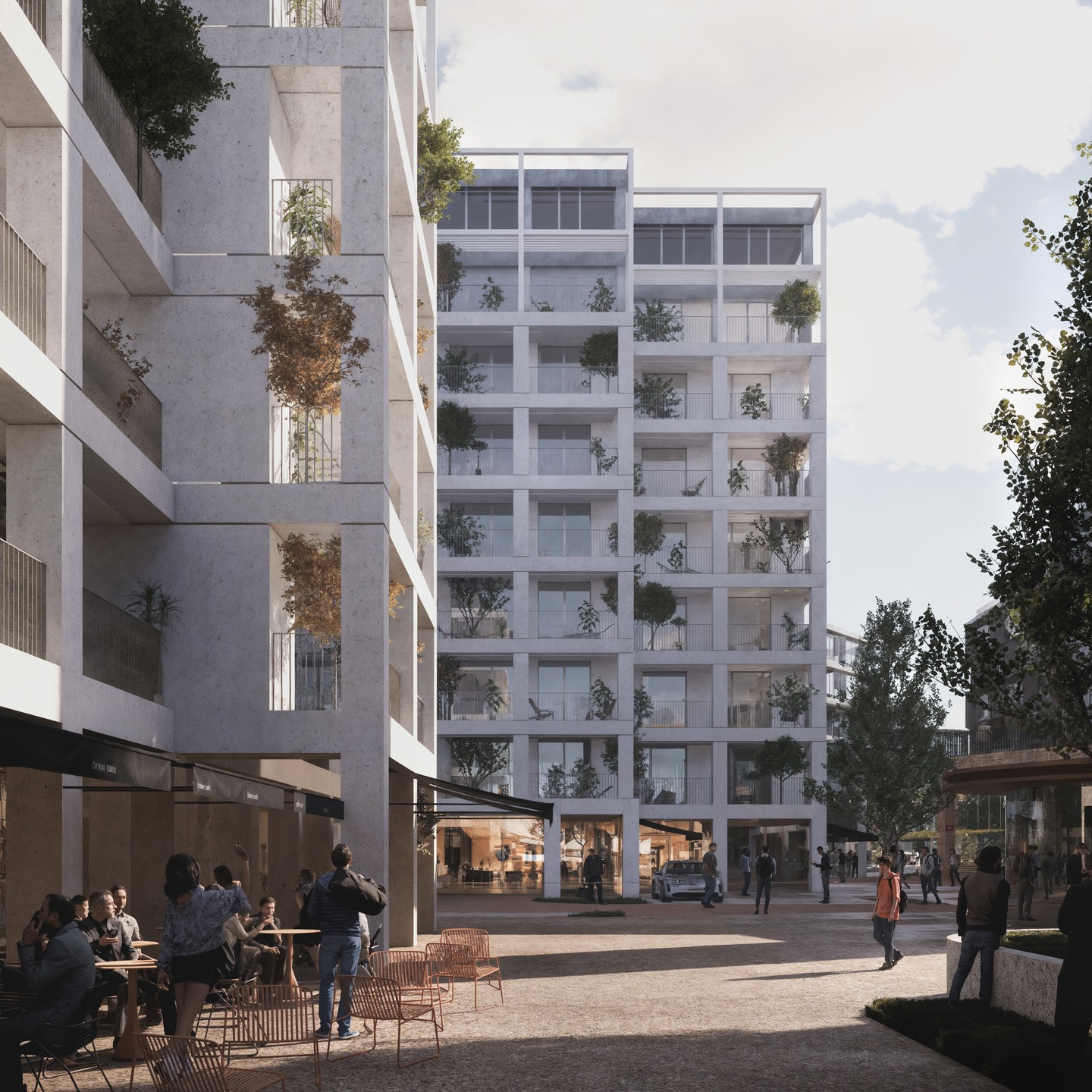 We present our competition proposal for the block on H. and O. Minkovskių Street in Kaunas. Minkovskių Street is a transit artery of the city, designe